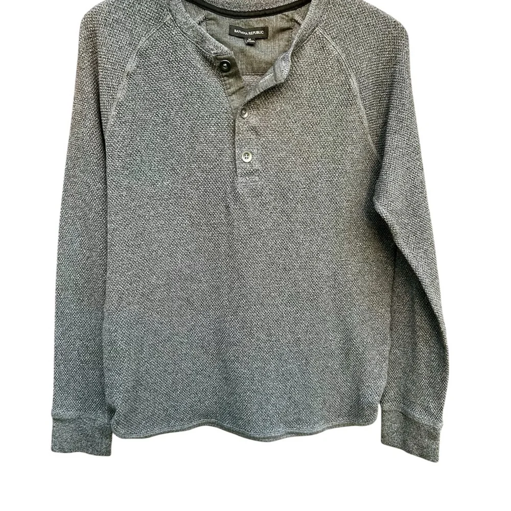 Banana Republic Sweater Henley Crewneck Waffle Knit Soft Knit 100% Cotton